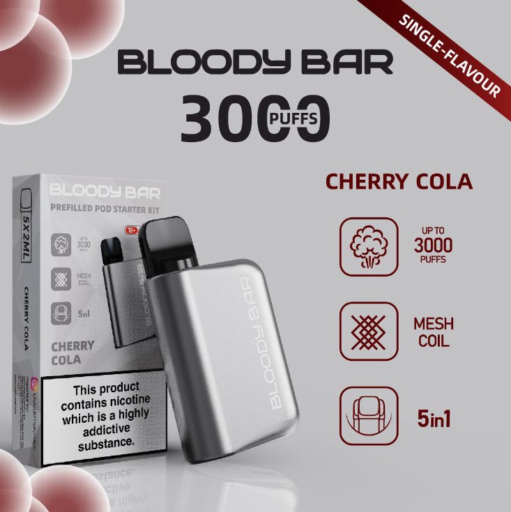 Bloody Mary - 5 in 1 Bloody Mary 3000 Puffs Prefilled Pod Kit (Box of 5) - theno1plugshop