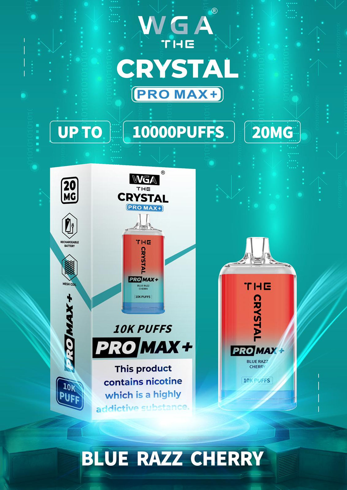 The Crystal Pro Max + 10000 Disposable Vape Pod (Pack of 10)