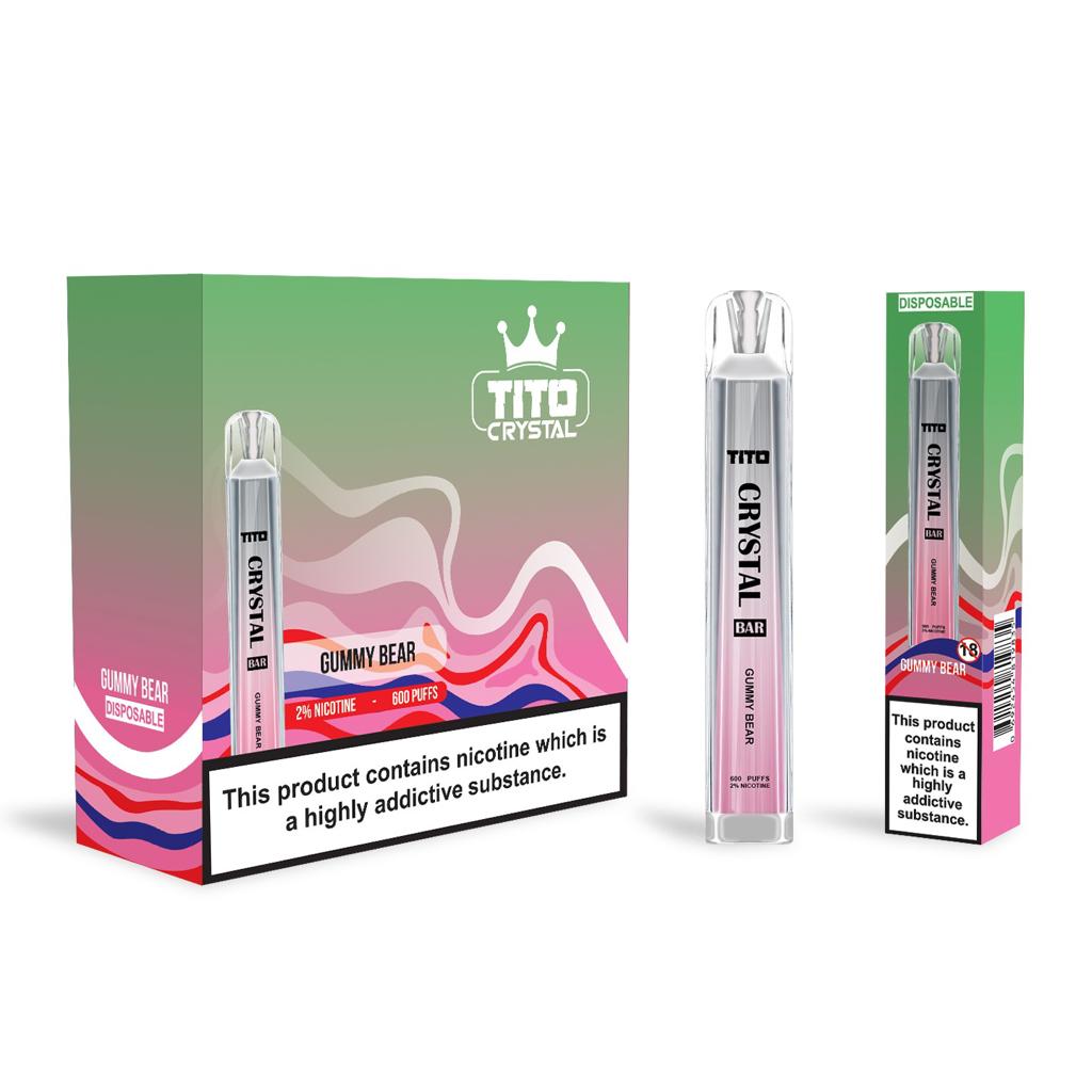 Tito Crystal Bar Vape Pen 600 Puffs (Boîte de 10)