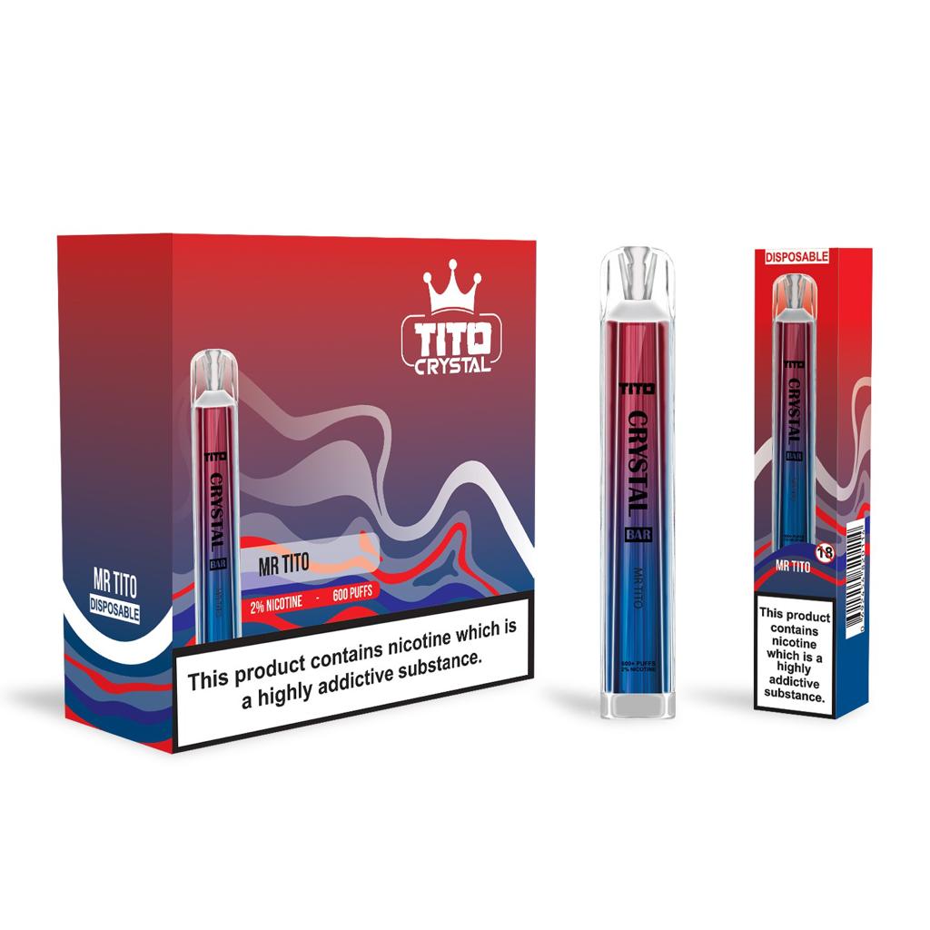 Tito Crystal Bar Vape Pen 600 Puffs (Pack of 10)